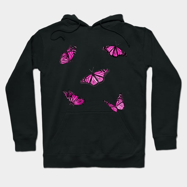 Pink Butterflies Sticker Pack Hoodie by casserolestan